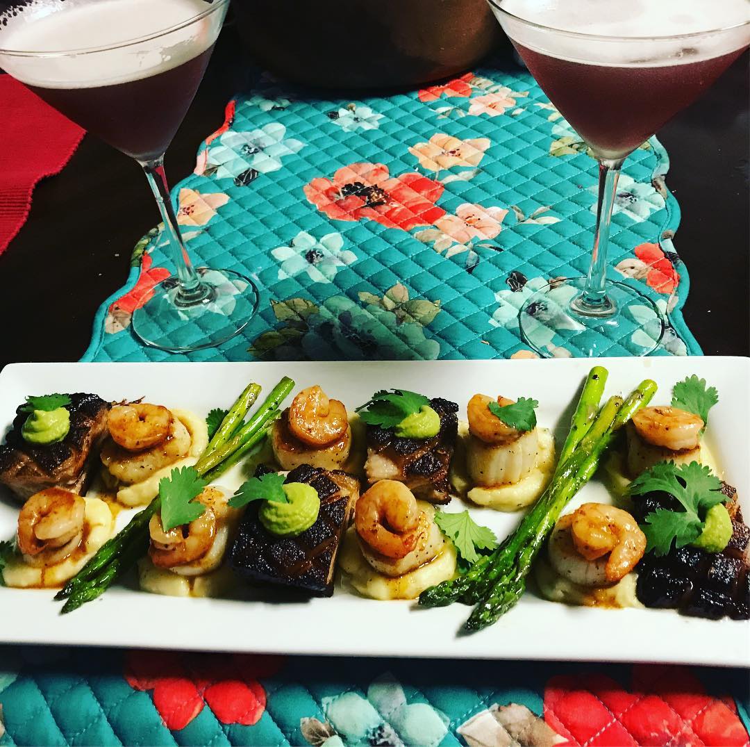 Catering spread by candlelight